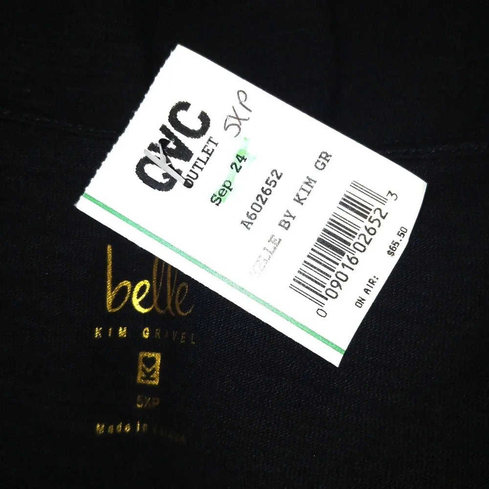 Belle Kim Gravel Women Slub Knit Smocked Waist Dress 5X Petite Black Minimalist